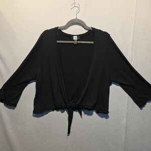 Studio 1940 Black Tie-Front Cardigan Size 18/20W